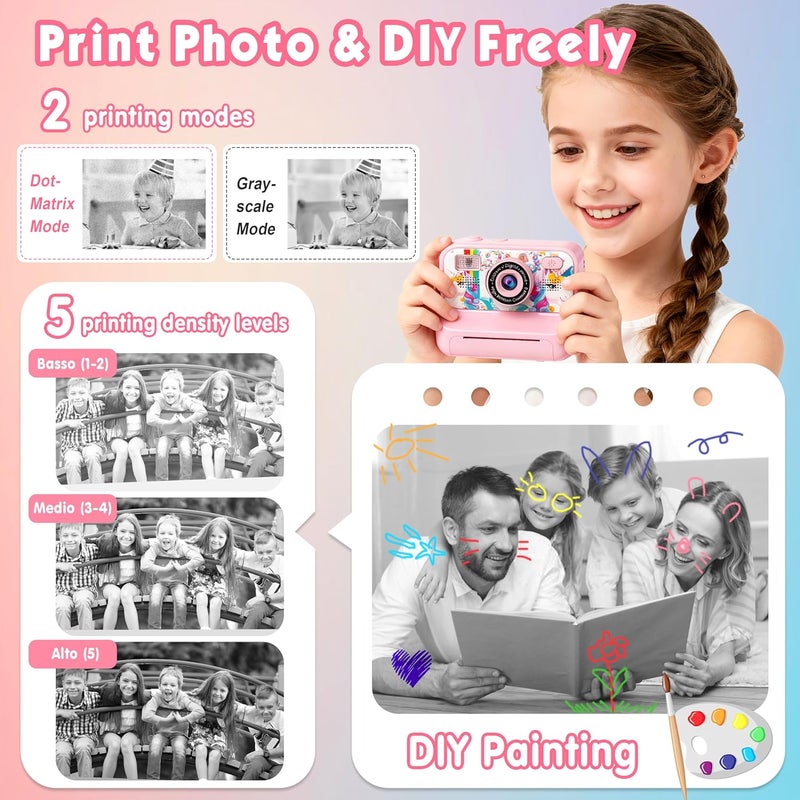 KALINCO Kids Camera, Upgrade Kids Camera Instant Print, Front Rear Dual Selfie Digital CAM with 1080P Videos, Portable Travel Toy with Games and Music, Christmas Birthday Gift for Boys, Girls and Teens - Image 5
